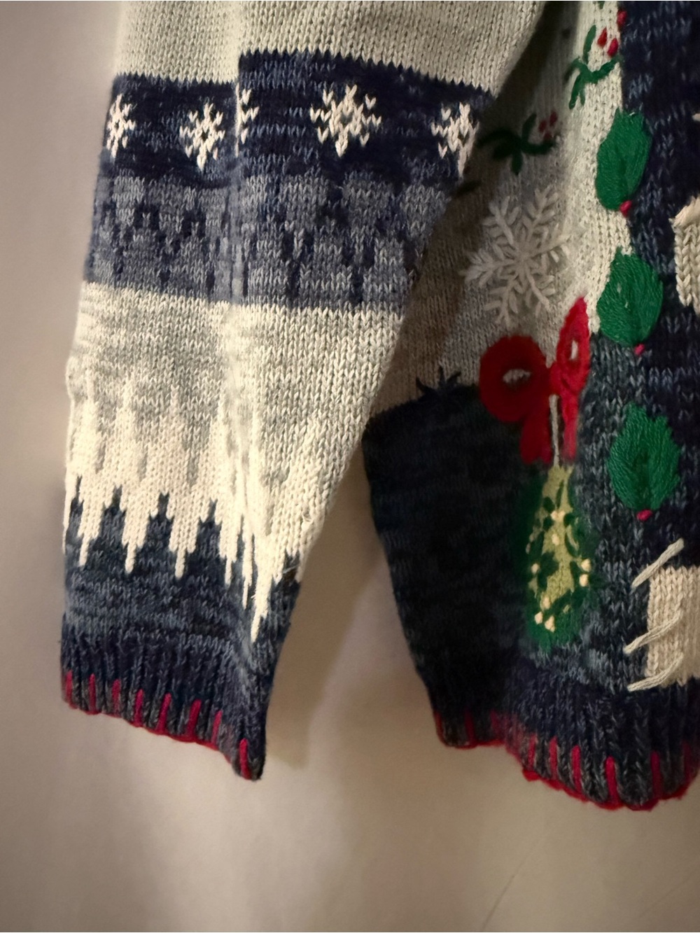 SHAVER LAKE Christmas Fisherman Coastal Grandma Embroidered Sweater Size 22/24 - Picture 4 of 7